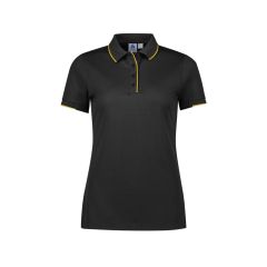 Biz Collection P313LS Womens Focus Short Sleeve Polo_ Black_Gold