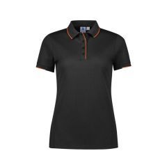 Biz Collection P313LS Womens Focus Short Sleeve Polo_ Black_Orang