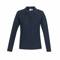 Biz Collection P400LL Ladies Crew Long Sleeve Polo_ Navy