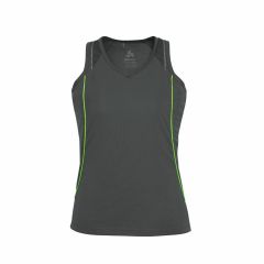 Biz Collection SG407L Ladies Razor Singlet_ Grey_Fluoro Lime