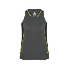 Biz Collection SG702L Ladies Renegade Singlet_ Grey_Black_Fluoro 