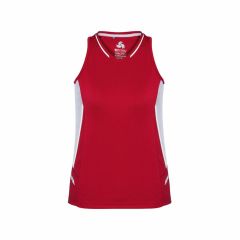 Biz Collection SG702L Ladies Renegade Singlet_ Red_White_Silver