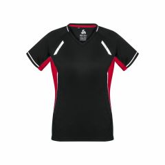 Biz Collection T701LS Ladies Renegade Tee_ Black_Red_Silver