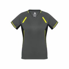 Biz Collection T701LS Ladies Renegade Tee_ Grey_Black_Fluoro Yell