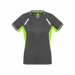 Biz Collection T701LS Ladies Renegade Tee_ Grey_Fluoro Lime_Silve