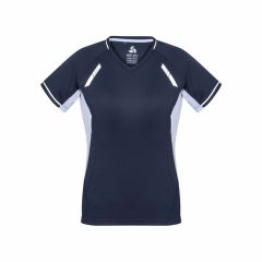 Biz Collection T701LS Ladies Renegade Tee_ Navy_White_Silver