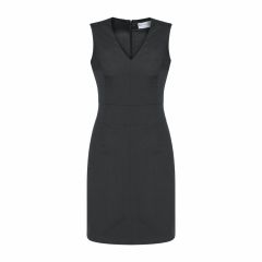 Biz Corporates 30121 Womans Sleeveless V Neck Dress_ Charcoal