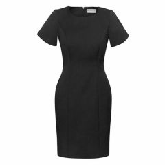 Biz Corporates Cool Stretch Plain Ladies Short Sleeve Shift Dress_ Charcoal