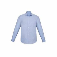 Biz Corporates Mens Charlie Long Sleeve Shirt Blue Chambray