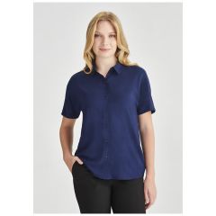 Biz Corporates RB365L Womens Dahlia Short Sleeve Blouse_ Navy