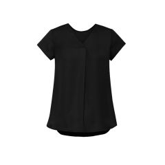 Biz Corporates RB967LS Womens Kayla V_neck Pleat Blouse_ Black