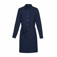 Biz Corporates RD069Ls Womens Chloe Georgette Shirt Dress_ Navy