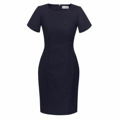 Biz Corporates Stretch Ladies Short Sleeve Shift Dress Navy