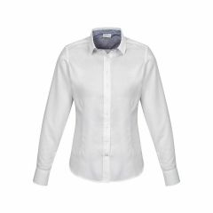 Biz Corporates Womens Herne Bay Long Sleeve Shirt_ White_Turkish Blue