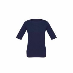 Biz Corporates Womens Short Sleeve Top Navy