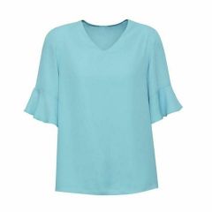 Biz Ladies Aria Fluted Sleeve Blouse Aqua