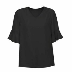 Biz Ladies Aria Fluted Sleeve Blouse Black