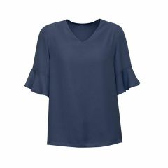 Biz Ladies Aria Fluted Sleeve Blouse Storm Blue