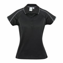 Biz Ladies Blade Polo Black Silver Grey