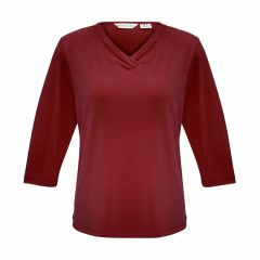 Biz Ladies Lana 3_4 Sleeve Top Cherry