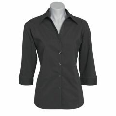 Biz Ladies Metro 3_4 Sleeve Shirt Charcoal