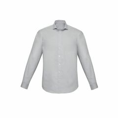 Biz Mens Charlie Slim Fit Long Sleeve Shirt Silver