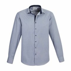 Biz Mens Edge Long Sleeve Shirt Blue