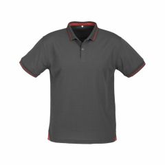 Biz Mens Jet Polo Silver Grey Red