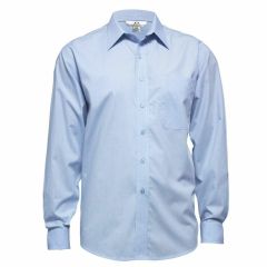 Biz Mens Micro Check Long Sleeve Shirt Sky