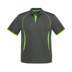 Biz Mens Razor Polo Grey Fluoro Lime