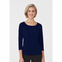 City Collection Ladies Smart Knit Top_ 3_4 Sleeve_ Navy