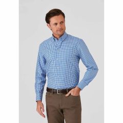 City Collection Mens Check Long Short Shirt_ Blue_White