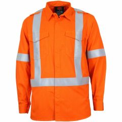 DNC 3448 Inherent FR PPE1 X Back Long Sleeve D_N Shirt_ Orange