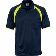 DNC 5216 175gsm Contrast Panel Polo Shirt_ Short Sleeve_ Navy_Yel