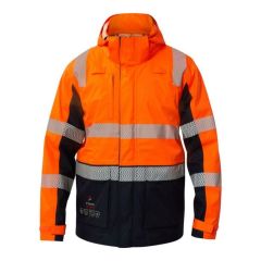 Hi Vis Wet Weather 3 in 1 Segmented Reflective Tape Jacket_ Orang