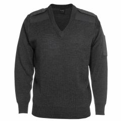 JB's 6EJ Knitted Wool Epaulette Jumper_ Charcoal