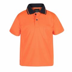 JB's Hi Vis KIDS Non Cuff Short Sleeve Traditional Polo_ Orange_N