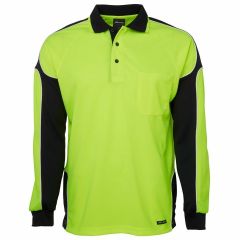 JB's Hi Vis Long Sleeve Arm Panel Polo_ Yellow_Black