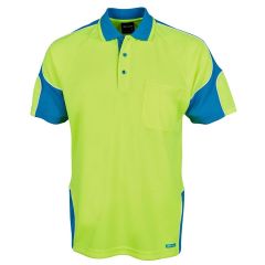 JB's Hi Vis Short Sleeve Arm Panel Polo_ Yellow_Aqua