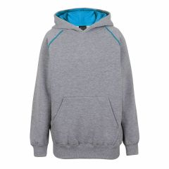 JB's Kids Contrast Fleecy Hoodie_ 13_ Grey Marle_Aqua