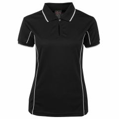 JB's Ladies Piping Polo_ Short Sleeve_ Black_White