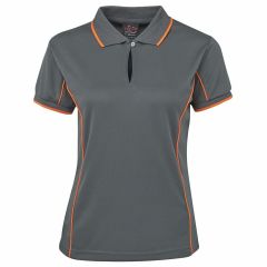 JB's Ladies Piping Polo_ Short Sleeve_ Grey_Orange