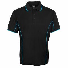 JB''s Piping Polo_ Short Sleeve_ Black _ Aqua 