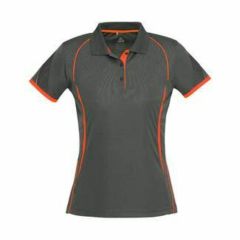 Ladies Biz Collection P405LS Bizcool Razor Polo_ Grey_Fluoro Oran