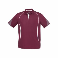 Mens Biz Collection P405MS Bizcool Razor Polo_ Maroon_White