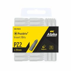 PZ2 x 25mm Pozidrive Insert Bits _ 100 Pack