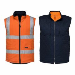 Portwest 100_ Cotton Reversible Reflective Vest_ Orange_Navy