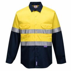 Portwest F_R Hi Vis Hoop Style Refl_ Cotton Drill Shirt_ Yellow_N