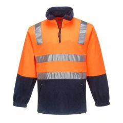 Portwest HiVis 2 Tone Reflective 1_4 Zip Polar Fleece Jumper_ Ora