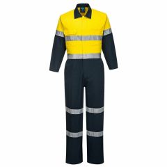 Portwest HiVis Reflective Two Tone Cotton Drill Coveralls_ Yellow